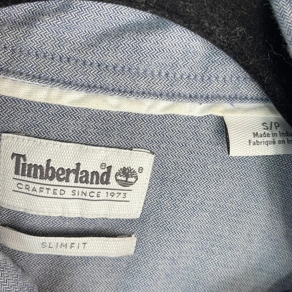 TIMBERLAND Mens Brushed Cotton Button Down Shirt Long Sleeve Logo Slim Fit S - Picture 9 of 13